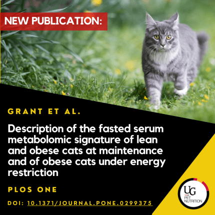 New publication: Description of the fasted serum metabolomic signature of lean and obese cats at maintenance and of obese cats under energy restriction